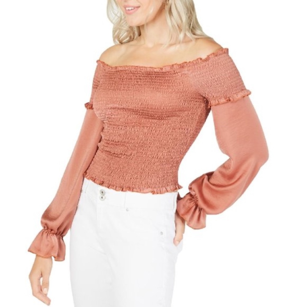 Lucy Paris Isabella Smocked Off-The-Shoulder Top